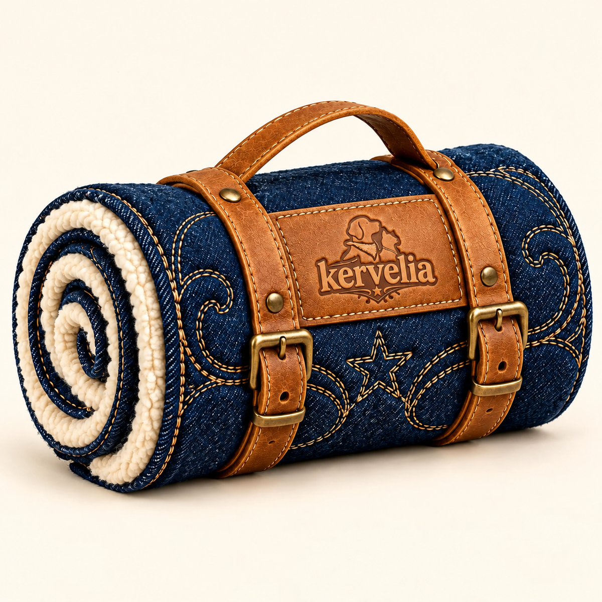 kervelia™ Roll-Up Denim Pet Travel Blanket